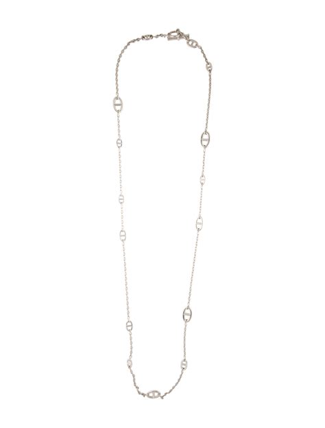 hermes long silver necklace.